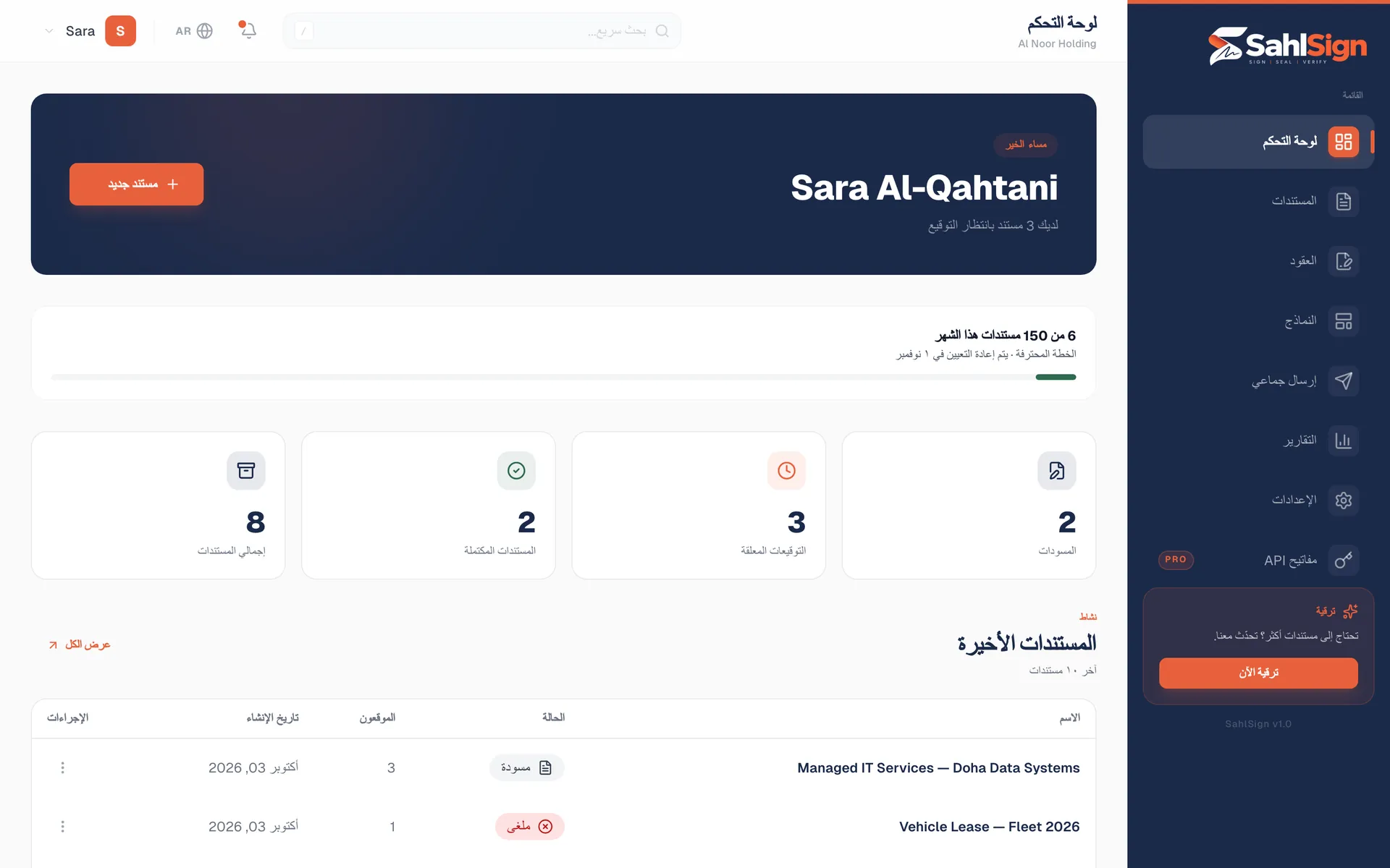 لوحة سهل ساين تعرض المستندات بانتظار التوقيع